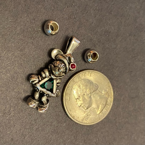 Sterling Disney's Minnie Mouse Pendant Christmas vintage Ruby  Emerald New - Picture 4 of 11